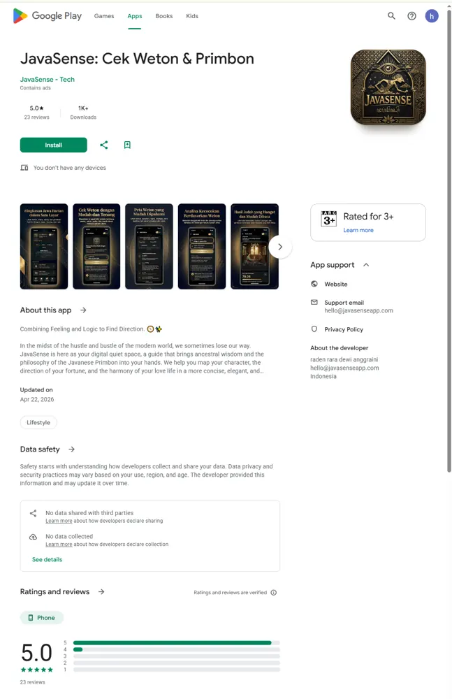 Screenshot Google Play JavaSense