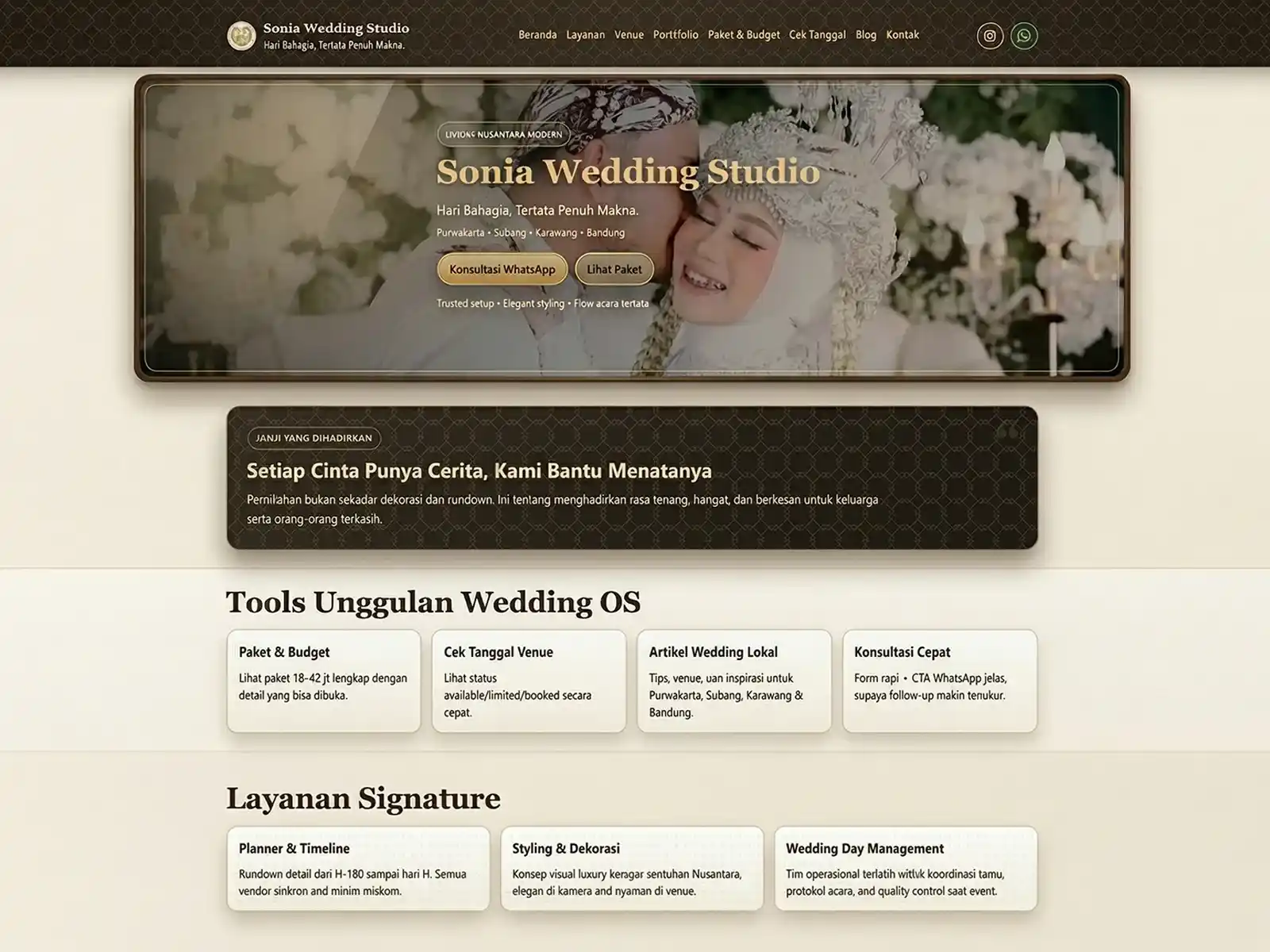 Sonia Wedding Studio website preview