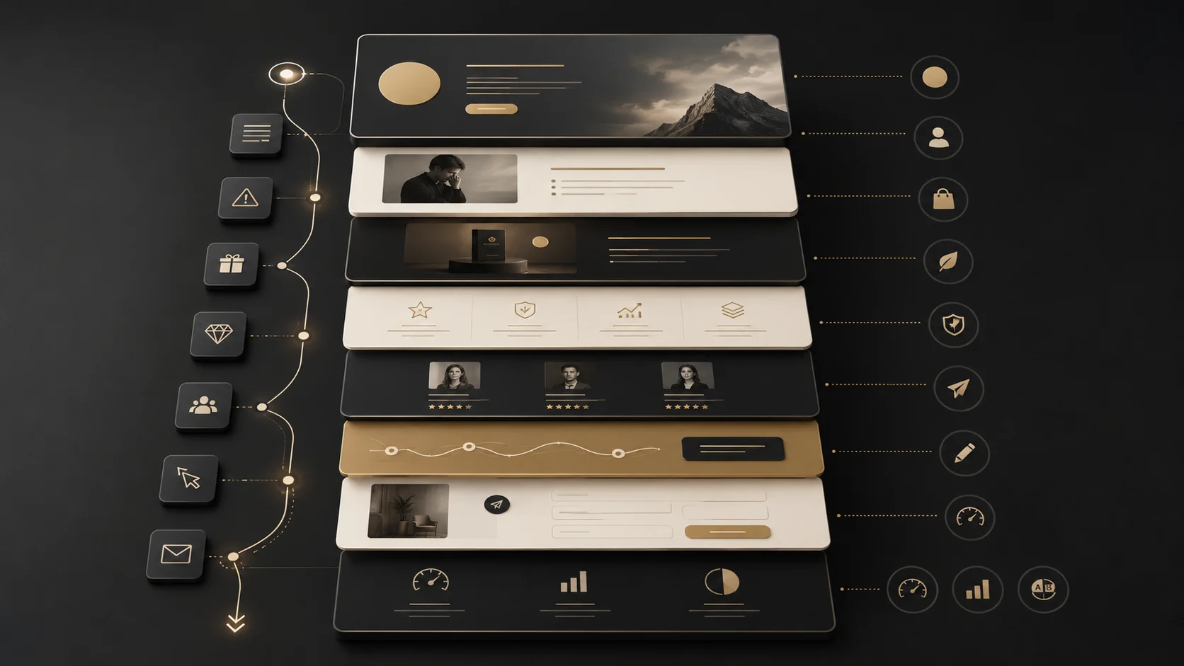 Infografis sistem landing page dari headline hingga tracking